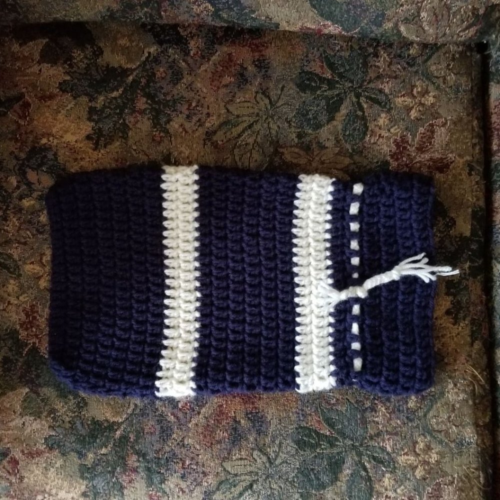 Hand knitted bag drawstring closure, use as bag or cover (heat bag), handmade